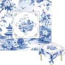 Mahjong Tablecloth 55" x 55" Polyester Square Instructional Design with Rules for Family Game Night Party Favor Supplies(Chinoiserie)