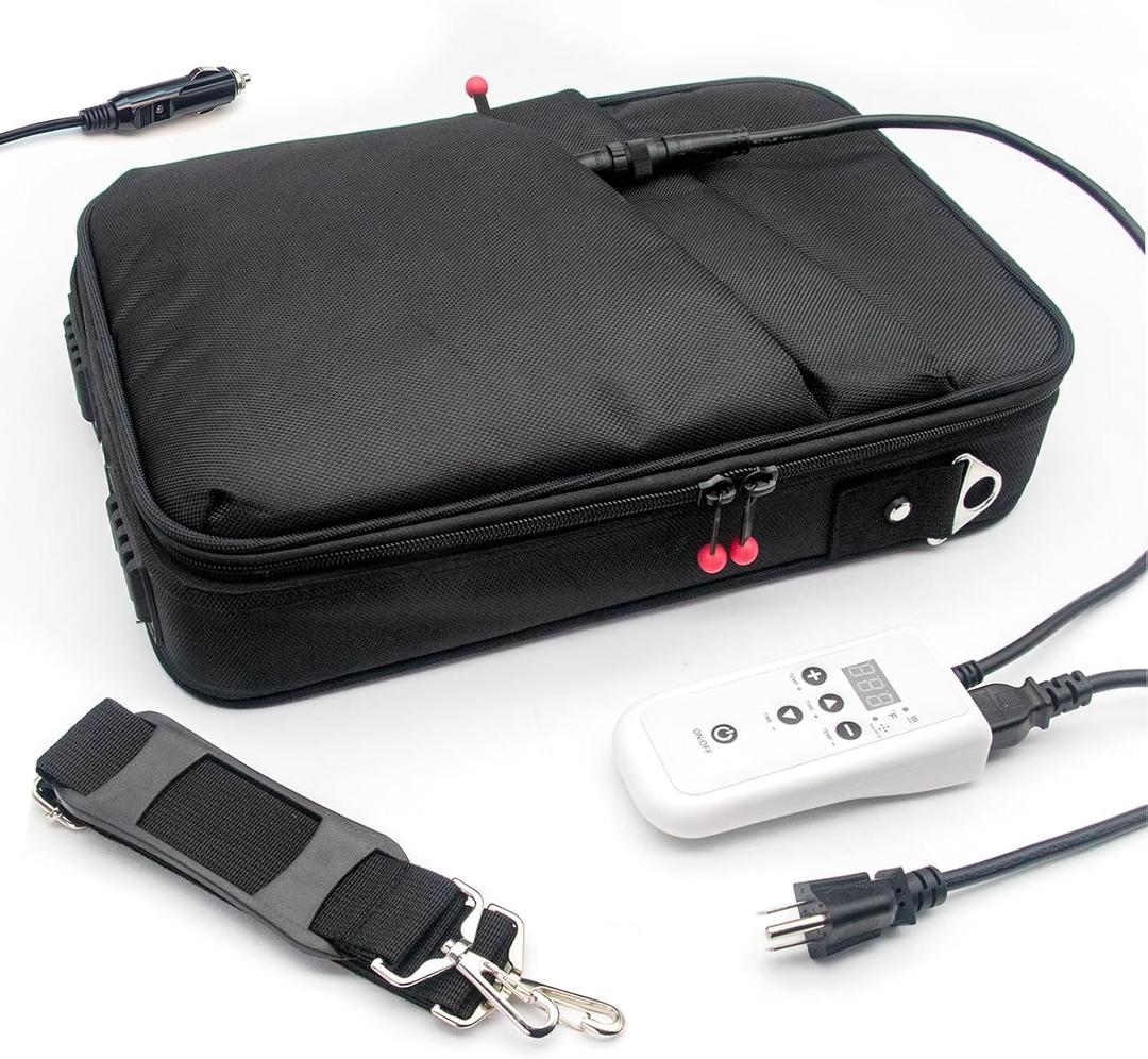 Portable Hot Stone Warmer Electric Spa Hot Stones Heater Dry Towel Warmer Digital Controller Heating Bag with Car Adapter, Black