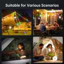 MORIKO Camping String Lights, 2 in 1 Colorful Outdoor String Lights with 7 Lighting Modes (33FT), IPX4 Waterproof, 25s Rapid Recovery, Rechargeable LED Camping Lantern for Outdoor Tent Hiking Decor