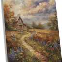 AEHIE Vintage Fall Flower Farmhouse Wall Art Decor, Autumn Cottagecore Wildflower Landscape Framed Canvas Wall Art, Farmhouse Country Fall Decorations for Home Bedroom Living Room11x14 (color 3)