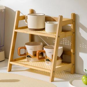 Desktop Storage Rack Double Layer Desk Organizers And Accessories For Dormitory Kitchen Office Desk Organizer Rattan Style Miscellaneous Storage Shelves Ladder Shelves Room Home Decor
