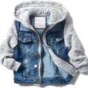 LJYH Boys' and Girls Basic Denim Trucker Jackets Children Fall Hoodies Trendy Jeans Coats 9/10yrs 140cm'' }