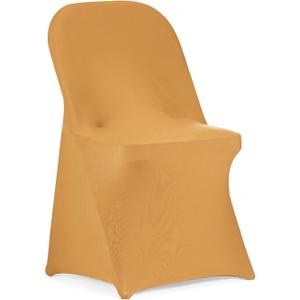 Peomeise Stretch Spandex Folding Chair Cover for Wedding Party Dining Banquet Event (Gold,12pcs)