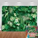 7x5FT Jungle Safari Plants Photo Background Hawaiian Luau Green Tropical Palm Leaves Picture Photography Backdrop Birthday Party Baby Shower Polyester Decorations Supplies Banner