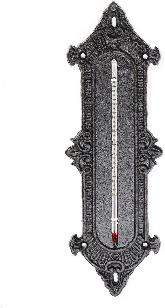 Sungmor Pretty Vintage Wall Mounted Decorative Plaque, Indoor Outdoor -60～120 Fahrenheit Wall Thermometer, Graceful Palace Style Metal Wall Art Decor for Patio Yard Garden Home Temperature Measure