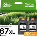 67XL Black Ink Cartridge Replacement for HP Ink 67 Black 67XL HP67XL HP67 Ink Cartridges for HP DeskJet 2855e 2827e 4227e 4255e 1255 Envy 6055 6055e 6052 6058 6075 6455 6455e 6452 6458 2-Black