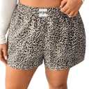 MakeMeChic Women's Plus Size Leopard Print Shorts Elastic Waist Wide Leg Loose Y2K Boxer Shorts (Multicolor), Size: X-Large Plus