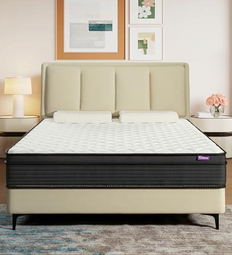 Konuzu Queen Mattress,12 Inch Memory Foam Hybrid Mattresses in a Box with Individual Pocket Spring,for Pressure Relief & Motion Isolation Queen Size Mattress.