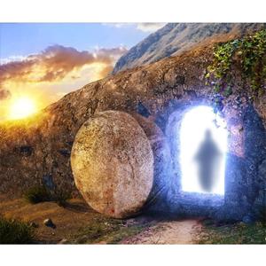 He is Risen Banner 118.1x98.4Inch Fabric Easter Resurrection of Jesus Photo Banner Easter Decor Christian Jesus Cross Photos Background