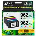 962XL Ink Cartridges for HP 962XL Ink Cartridges Combo Pack Work for HP Officejet Pro 9015e 9010 9025e 9015 9025 9018e 9025e 9020 Printer for HP 962 (4 Pack)
