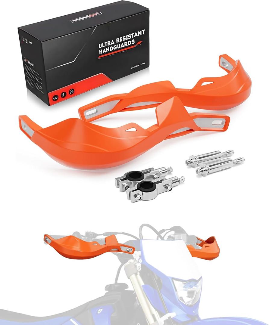 JFG RACING Dirt Bike Hand Guards,7/8" and 1 1/8" Handlebar Motorcycle Handguards Accessories Universal for EXC-F XC-W SX SX-F 125 250 300 350 450 Dirtbike Ebike ATV Pit Bike Motocross Enduro-Orange