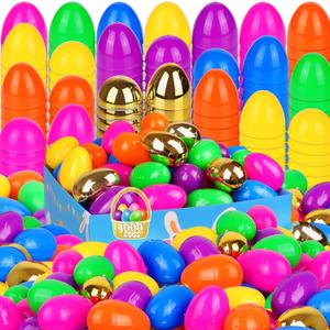 1000 Pack Colorful Fillable Easter Eggs with 6 Surprise Golden Eggs, 2.4 Inch Plastic Easter Egg Empty for Easter Hunt Party Favors Easter Basket Stuffers Fillers Classroom Prizes for Kids Boys Girls