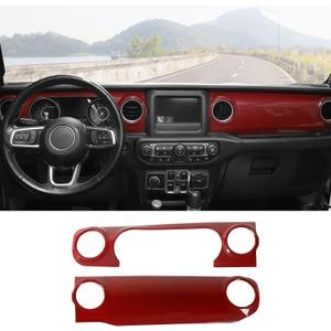 RT-TCZ Center Console Trim Cover Dashboard Control Panel Cover Decorative Interior Accessories for Jeep Wrangler JL JLU & Gladiator JT 2018-2022,Red Carbon Fiber