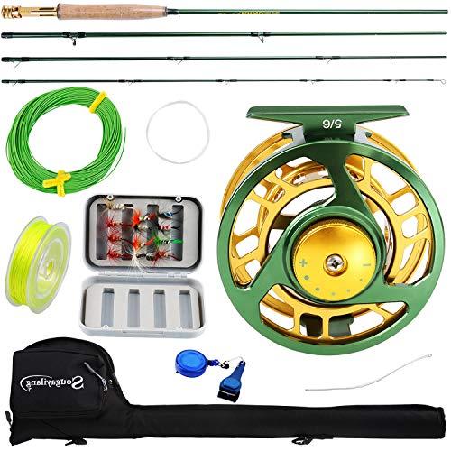 Sougayilang Fly Fishing Rod Reel Combos with Lightweight Portable Fly Rod and CNC-machined Aluminum Alloy Fly Reel