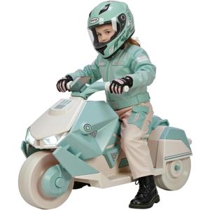 TLSUNNY Kids Electric Motorcycle, Ride on Toys w/Training Power Wheels, Headlights & Music, Realistic Engine Sounds, Forward/Reverse, Non-Slip Tires, Toddler Motorbike for Boys Girls (Green)