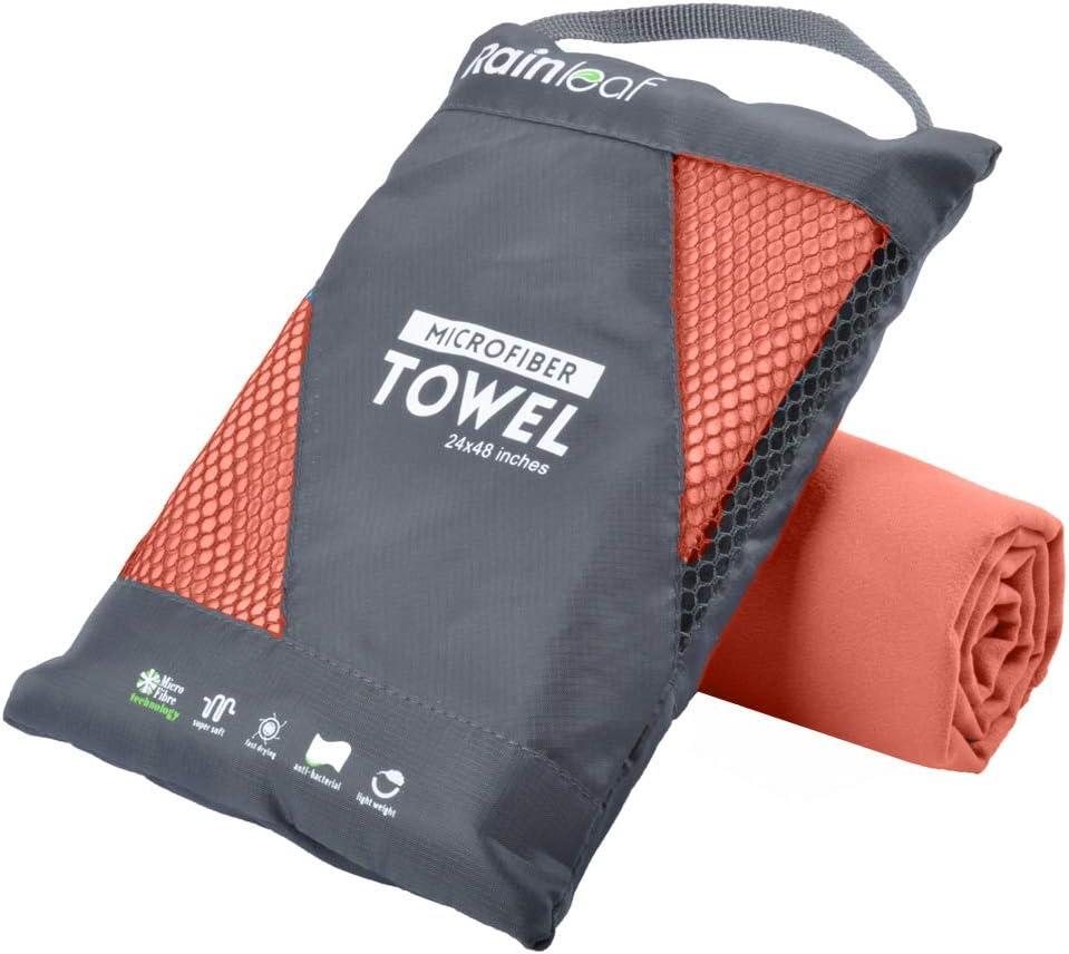 Rainleaf Microfiber Towel Perfect Travel & Gym & Camping Towel. Quick Dry - Super Absorbent - Ultra Compact - Lightweight. Suitable for Trip, Beach, Shower, Backpacking, Pool (60.00" x 30.00", Brick Red)