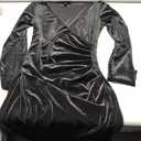 CYiNu Women's V Neck Wrap Velvet Long Sleeve Elegant Bodycon Ruched Cocktail Party Maxi Dress, M