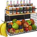 Magnetic Shelf for Fridge with Wider & Thicker Magnet, 1 Pack Refrigerator Organizer Storage Basket for Fruit, Onion, Potato, Spice Rack, Kitchen, Laundry, Pantry (Black, 16.14" x 6.77" x 11.81")