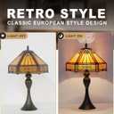 Tiffany Style Lamp Hexagon Vintage Table Lamp Amber Glass Desk Lamp for Living Room Bedroom (12x12x19 Inch)