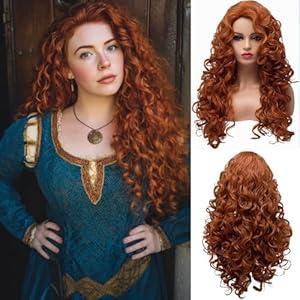 EssionTech Long Fox Red Hair Curly Wig Wavy Full Head Copper Red Halloween Wigs for Women Cosplay Costume Party wig (Fox Red)