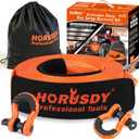 HORUSDY Nylon Heavy Duty Tow Strap Recovery Strap with Hooks 3" x 30Ft - 32,000 LBS Break Strength, 3/4 D Ring Shackles (2pcs), Recover Your Vehicle Stuck in Mud/Snow