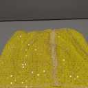 Woman Sparkly Sequin Two Piece Skirt Outfits Summer Sleeveless Cami Crop Top Sexy Bodycon Mini Skirt Sets (Yellow, L)