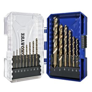 COMOWARE Cobalt Drill Bit Set- 14Pcs M42 8% Cobalt High Speed Steel Twist Jobber Length for Hardened Metal, Stainless Steel, Cast Iron and Wood Plastic with Indexed Storage Case, 1/16"-1/2"