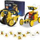 Solar Robot Kit for Kids Age 8-12, STEM Building Toys,12-in-1 Build Your Own Robot with Solar Panel & Battery Power, Science Engineering Christmas Birthday Idea Gifts for Boy Age 8 9 10 11 12 (Yellow)