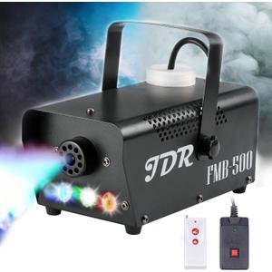 Fog Machine JDR Smoke Machine Controllable LED Light 500W and 2000CFM Fog Disinfection with Wireless and Wired Remote Control for Weddings, Halloween,Parties or Disinfection,with Fuse Protection (Black)