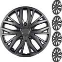 17 Inch Universal Hubcaps Wheel Covers, Snap-On Wheel Rim Covers for Cars and SUVs, Compatible with Most Steel Wheels, Set of 4 (Grey)