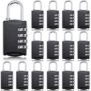 Sadnyy 15 Pcs 4 Digit Combination Locks Combination Padlock Luggage Number Locks Outdoor Waterproof Resettable Padlock for Door Traveling School Gym Locker Suitcases Employee Hasp Storage