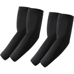 Stelle Arm Sleeves UV Sun Protection Compression Cooling Sleeves UPF 50 for Women Men Sport/Working/Tattoo Cover up (2 Pairs-black)
