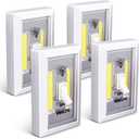 VIBELITE Closet Light, Battery Operated Switch Light, Tap Light, Touch, Push Night Lights, Wall Wireless Mount Under Cabinet, Shelf, Shed, Kitchen, Garage, Attic, RV, Lighting Installations (4-Pack) (White)