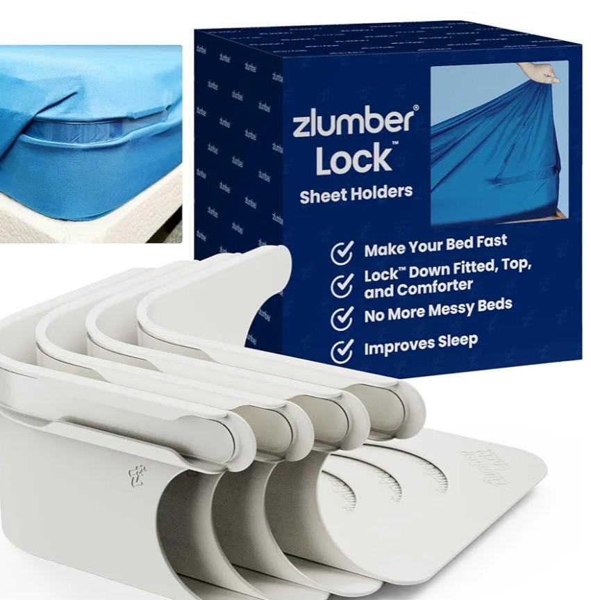 Piahmoiy Bed Sheet Holders for Corners: 4Pcs Fitted Sheet Holder with Locks, Sheet Clips Fits Mattress, Upgrade Sheet Holders Keep Sheets Firm & Tight, Heavy Duty Sheet Fasteners White