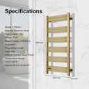 Electric Towel Warmer - Wall Mounted Bathroom Heated Towel Rack, Plug-in Design & Brushed Stainless Steel Finish Gold, 12 Bar