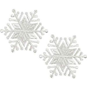 Expo International Christmas Medium Star Snowflake Iron-on Applique Trim Embellishment, Silver, 2-Pack
