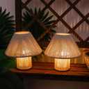 TRIROCKS Woven Cotton Rope LED Cordless Table Lamp Set of 2, 7'' Tall Battery Operated Desk Lamp, Boho Bedside Lamps Great for Living Room Bedroom Weddings Parties Patio Events