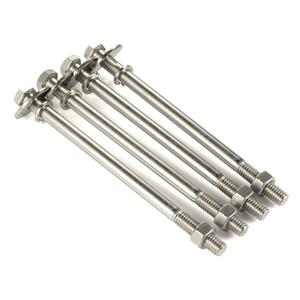 Mellewell 3/8-16 x 7 Hex Head Bolts with Hex Nuts and Thick Flat & Lock Washers, Partially Threaded, Stainless Steel 18-8, Plain Finish, 4 Sets