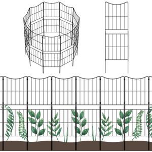 OUSHENG Decorative Garden Fence Fencing 10 Pack, 37.5in (H) x 10ft (L) Rustproof Metal Wire Panel Border Animal Barrier for Dog, Flower Edging for Yard Landscape Patio Outdoor Decor, Arc