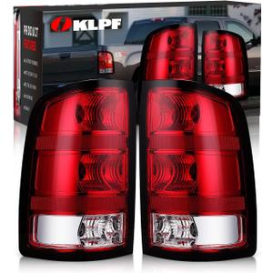 OKLPF Rear Brake Tail Light Compatible With 2007-2014 GMC Sierra 1500 2500HD 3500HD Replace 25958484 25958485,Replace Red Taillight Assembly,Driver and Passenger Side,Included Bulbs and Harness (Black)