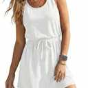 Talisea Terry Cloth Beach Cover Up Dress White Swimsuit Coverup Women Cotton Swimwear Bathing Suit Summer Tank Sundress, Medium