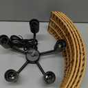 20" Rattan Farmhouse Chandelier Light Fixtures,5-Light Rustic Rattan Pendant Lighting with Woven Wicker Shade Boho Black Hanging Ceiling Light for Dining Room Living Room Kitchen Island Bedroom