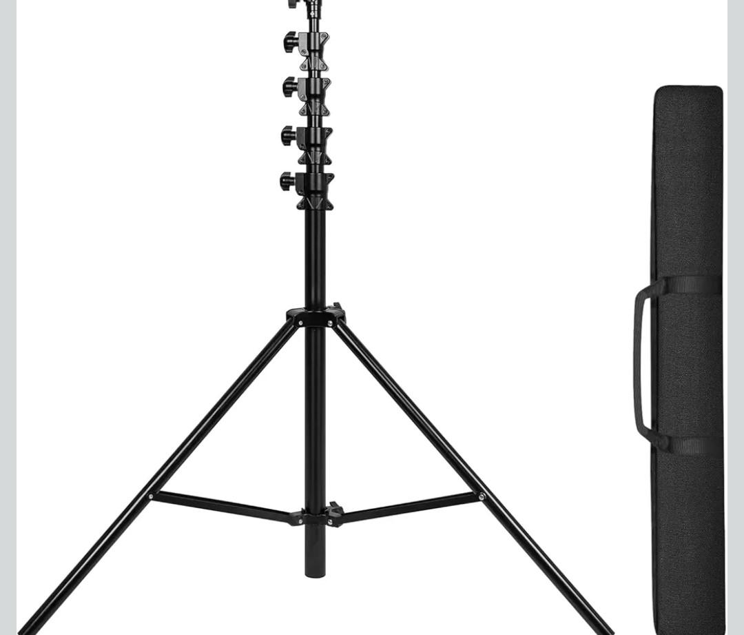 Geekria for Creators 15ft/4.5M Extreme Tall Tripod Stand with Storage Bag, Air Cushioned Heavy Duty Stand for Photography Lights, Sports Video Camera, with 1/4"& 3/8" Screw (Black)