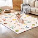 XVISHX Baby Play Mat, 50 x 50 Inch Play Mat Perfect for Use Baby Playpen, Foldable Baby Foam Playmat for Floor, Portable Waterproof Activity PlayMats for Babies, Infants and Toddlers (Beige)