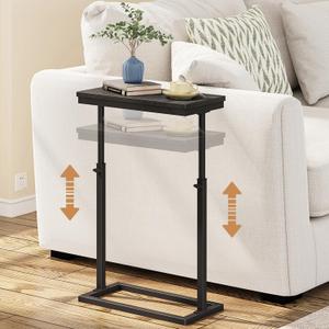 TUTOTAK End Table, Side Table, Tall Couch Table, Sofa Table, Living Room, Bedroom, Black TB01BK083