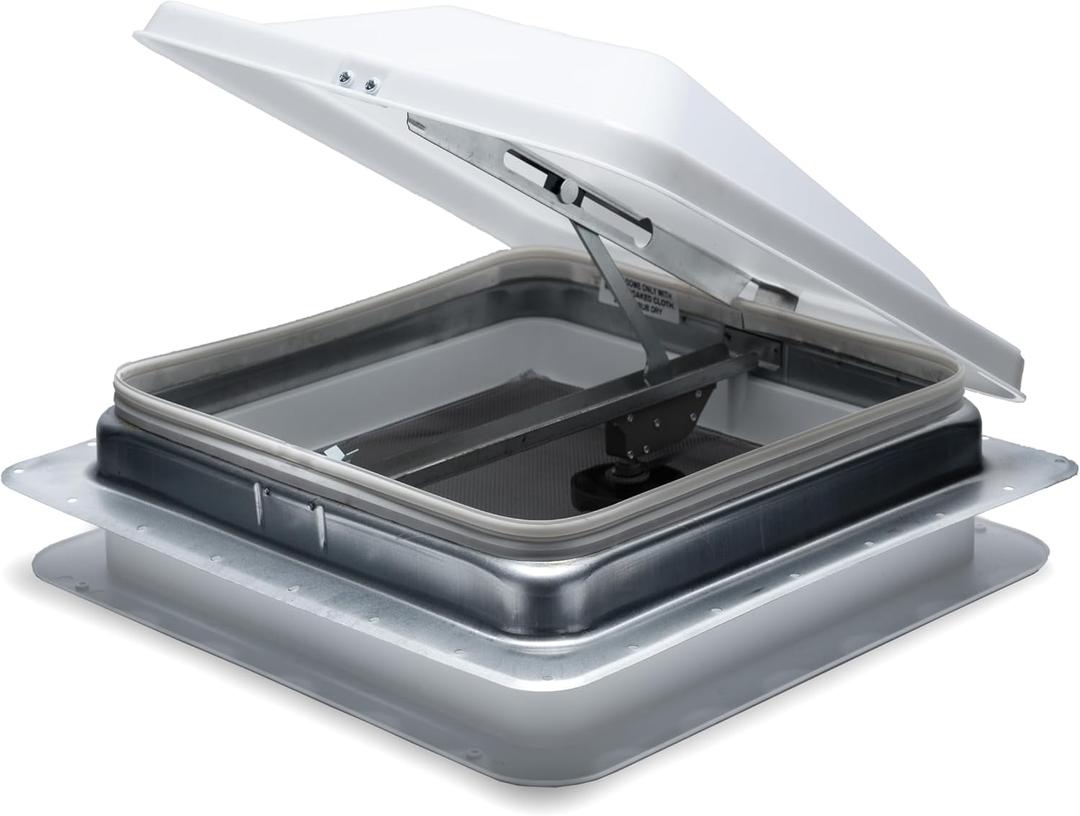 HENGS INDUSTRIES One New 14" White Cargo Universal Roof Vent with a White Lid | Campers, RVs, Trailers, Travel Vans | Part Number 71111A-C1G1