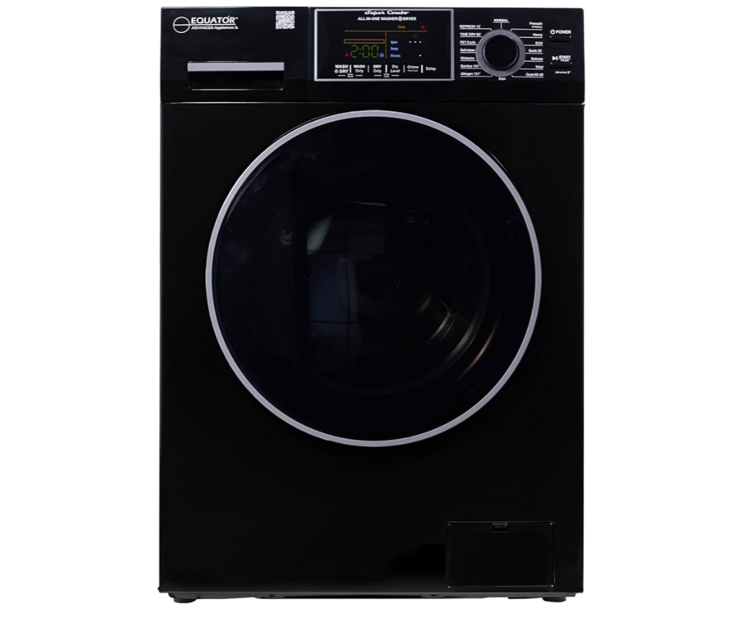 Equator 24" Original 110V Ventless Compact Combo Washer Dryer 1.6 cu.ft./15 lbs FULLY BUILT-IN 1400 rpm in Black