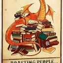 Smilelife Bookish Gifts Dragon Gifts Funny Dragon Tin Sign I Read Because Roasting People Is Frowned Upon Sign for Home Cafe Bedroom Library Bookshelf Wall Decor 8x12 Inch (3019)