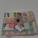 Artoid Mode Green Blue Pink Buffalo Plaid Bunny Happy Easter Placemats Set of 4, 12x18 Inch Seasonal Holiday Table Mats for Party Kitchen Dining Decoration