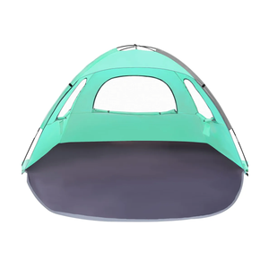 WhiteFang Beach Tent Anti-UV Portable Sun Shade Shelter for 3/4/6/8 Person, Extendable Floor with 3 Ventilating Mesh Windows Plus Carrying Bag, Stakes and Guy Lines